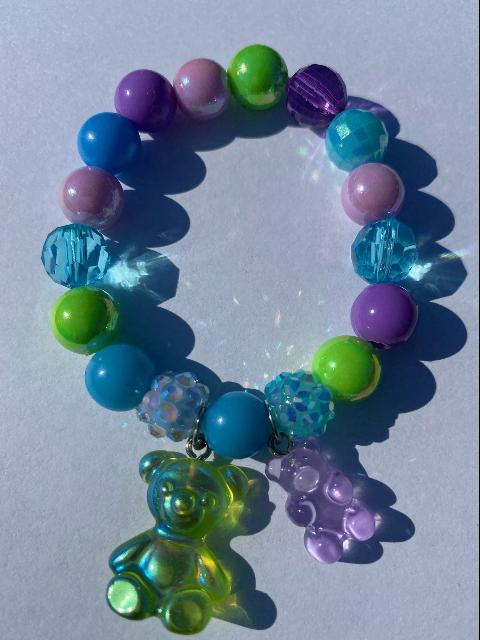 Green and Purple Teddy Bracelet